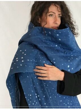 Blue Speckled Wrap Scarf - Women's Cozy Oversized Shawl